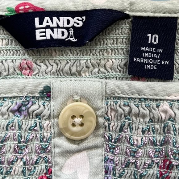 Lands’ End Girl’s Strawberry Floral Stretchy Ruffle Smocked Dress Size 10 - Picture 4 of 5